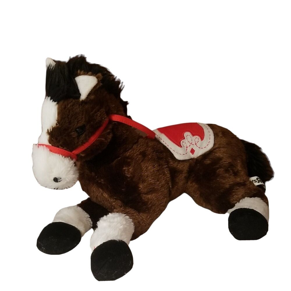Toys R Us Brown Horse Plush with Red & White Saddle 2013 Stuffed Animal 18” Toy